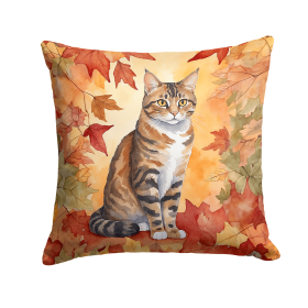 Cats in Fall Leaves Throw Pillow (Design: California Spangled Cat)