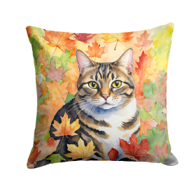 Cats in Fall Leaves Throw Pillow (Design: California Spangled 7119)