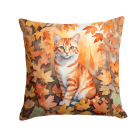 Cats in Fall Leaves Throw Pillow (Design: Cheetoh Cat)