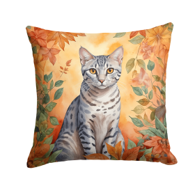 Cats in Fall Leaves Throw Pillow (Design: Egyptian Mau Cat)