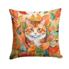 Cats in Fall Leaves Throw Pillow (Design: Foldex Exotic Fold Cat)