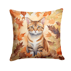 Cats in Fall Leaves Throw Pillow (Design: German Rex Cat)