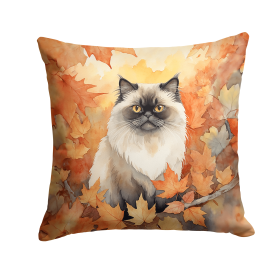 Cats in Fall Leaves Throw Pillow (Design: Himalayan Cat)