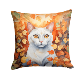 Cats in Fall Leaves Throw Pillow (Design: Khao Manee Cat)