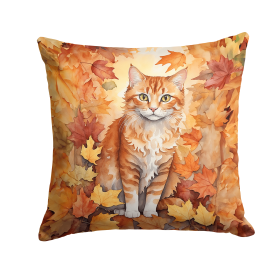 Cats in Fall Leaves Throw Pillow (Design: La Perm Cat 7146)