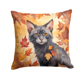 Cats in Fall Leaves Throw Pillow (Design: Lykoi Cat)