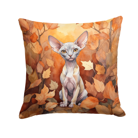 Cats in Fall Leaves Throw Pillow (Design: Minskin Cat)