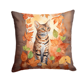 Cats in Fall Leaves Throw Pillow (Design: Ocicat Cat)