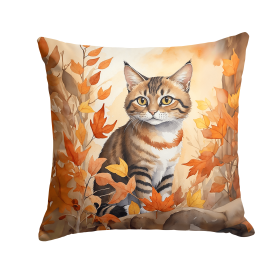 Cats in Fall Leaves Throw Pillow (Design: Owyhee Bob Cat)