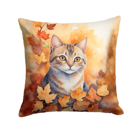 Cats in Fall Leaves Throw Pillow (Design: Raas Cat)