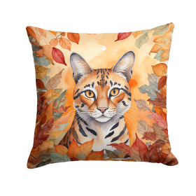Cats in Fall Leaves Throw Pillow (Design: Safari Cat)