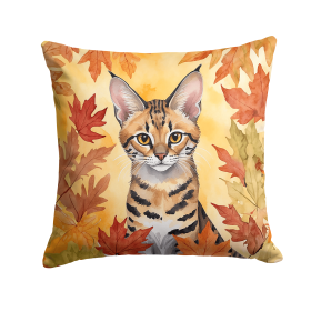 Cats in Fall Leaves Throw Pillow (Design: Savannah Cat)