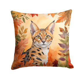 Cats in Fall Leaves Throw Pillow (Design: Serengeti Cat)