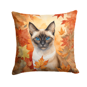 Cats in Fall Leaves Throw Pillow (Design: Siamese Cat)