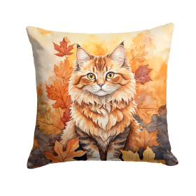 Cats in Fall Leaves Throw Pillow (Design: Skookum Cat)