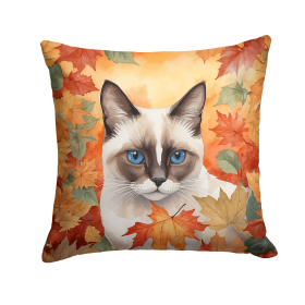 Cats in Fall Leaves Throw Pillow (Design: Snowshoe Cat)