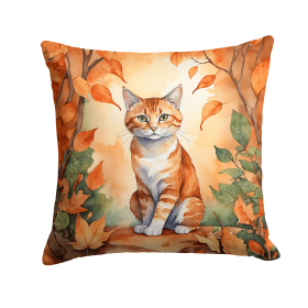 Cats in Fall Leaves Throw Pillow (Design: Suphalak Cat)