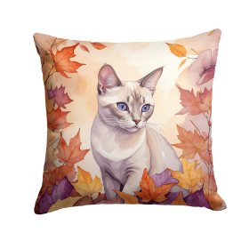 Cats in Fall Leaves Throw Pillow (Design: Thai Lilac Cat)