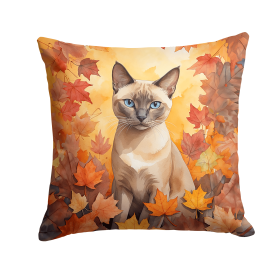 Cats in Fall Leaves Throw Pillow (Design: Tonkinese Cat)