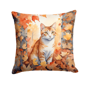 Cats in Fall Leaves Throw Pillow (Design: Ural Rex Cat)