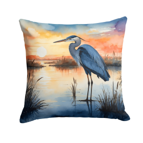 Birds, Birds, Birds Throw Pillow (Design: Blue Heron Setting Sun 7502)