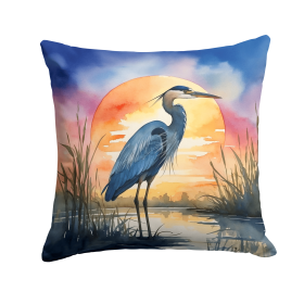 Birds, Birds, Birds Throw Pillow (Design: Blue Heron Setting Sun 7503)