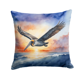 Birds, Birds, Birds Throw Pillow (Design: Pelican Fyling at Sunrise 7507)