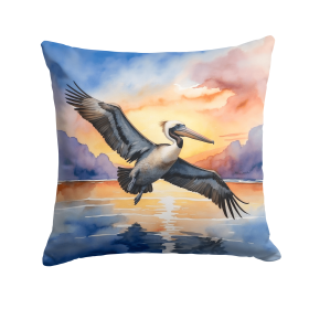 Birds, Birds, Birds Throw Pillow (Design: Pelican Fyling at Sunrise 7508)
