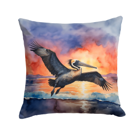 Birds, Birds, Birds Throw Pillow (Design: Pelican Fiery Sunset 7509)