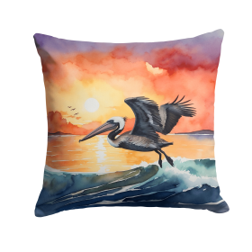 Birds, Birds, Birds Throw Pillow (Design: Pelican Fiery Sunset 7510)