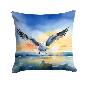 Birds, Birds, Birds Throw Pillow (Design: Gull Flying Low 7517)