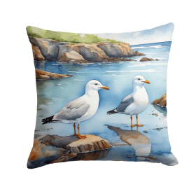 Birds, Birds, Birds Throw Pillow (Design: Gulls Scavenging 7518)