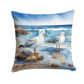 Birds, Birds, Birds Throw Pillow (Design: Gulls Scavenging 7519)