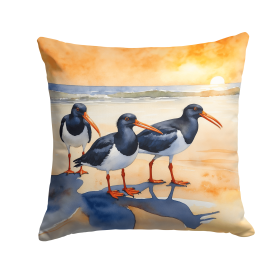 Birds, Birds, Birds Throw Pillow (Design: Oystercatchers Foraging 7523)