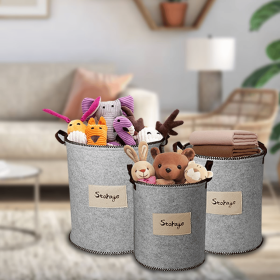 Laundry Hamper and Storage Bin (Style: Felt Gray)