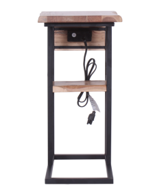 Tech C-Table (Color: Natural, Style: with wood top and wood shelf below)